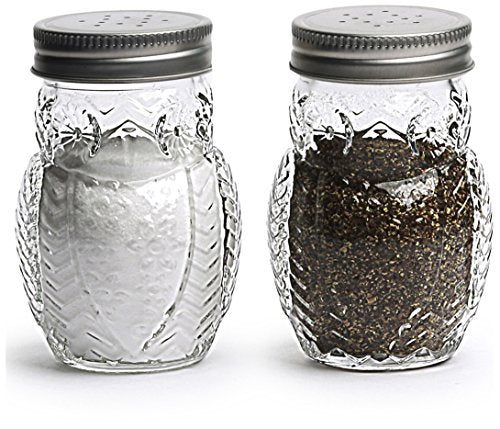  Elegant Owl Shaped Glass Mason Salt And Pepper Shakers With Metal Lids, Perfect For Himalayan Seasoning Herbs Spices, 2-Piece Set