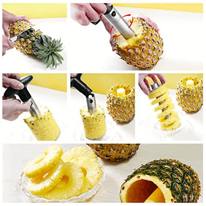  Pineapple Corer, [Upgraded, Reinforced, Thicker Blade] Newness Premium Pineapple Corer Remover (Black)