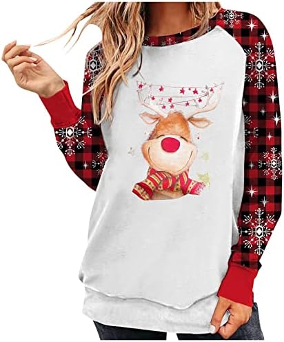  Womens Crewneck Sweatshirt Fall Crew Neck Christmas Print Long Sleeve Sweatshirts Loose Tops Pullover Top Streetwear