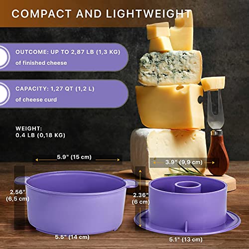  Group Hard Cheese Mold With Follower 1KG Camembert Cheese Mold - Cheese Making Machine Cheese Press Mold Strainer - Large Dutch Kadova Cheese Mold Swiss Hacer Queso
