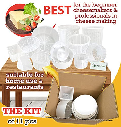  11 Pcs Cheesemaking Kit №2 Butter Punched Сheese Mold Press Strainer Cheese Tofu Press Mold Cheese Making Kit