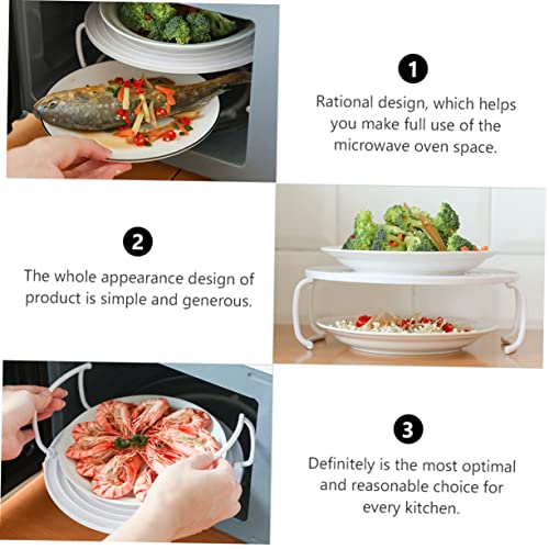  SOLUSTRE Microwave Steam Rack Foldable Storage Shelves Wire Cooling Rack Collapsible Dish Pan Barbeque Rack Round Baking Rack Pressure Cooker Steam Rack Microwave Heating Dish Rack Pp 4pcs