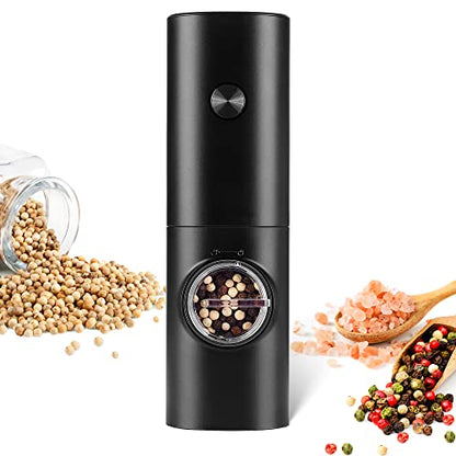  ULEX Electric Pepper Grinder Or Salt Mill, Battery Powered Pepper Mill With 5 Level Adjustable Coarseness, LED Light, One Handed Operation Salt And Pepper Grinder For Kitchen, Restaurant And BBQ