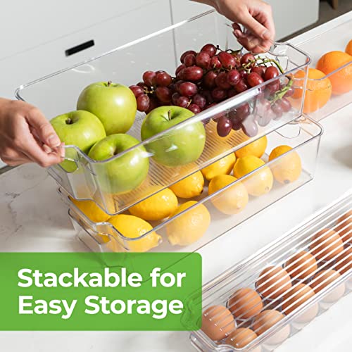  Refrigerator Organizer Bins, Fridge Bins, Fridge Organizer, Fridge Organizers And Storage Clear Fridge Bins With Durable Handles, Kitchen Organization, Shatterproof -  Set Of 6