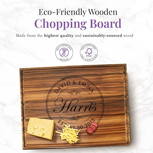  Personalized Wood Engraved Cutting Board Straga (Round Stamp Design No.001)