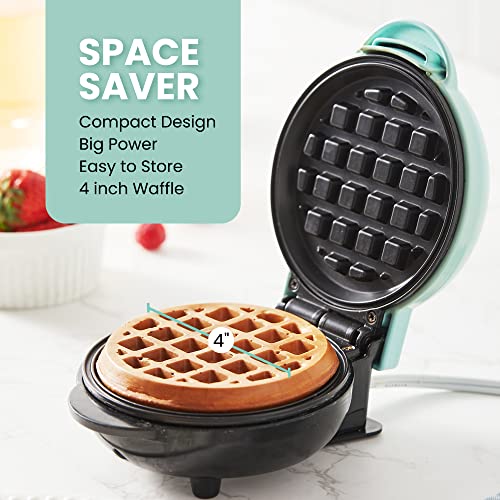  WM013M# Electric Nonstick Mini Waffle Maker, 1-Inch Thick Waffles, Compact Design, Hash Browns, Keto, Snacks, Sandwich, Eggs, Easy To Clean, Mint