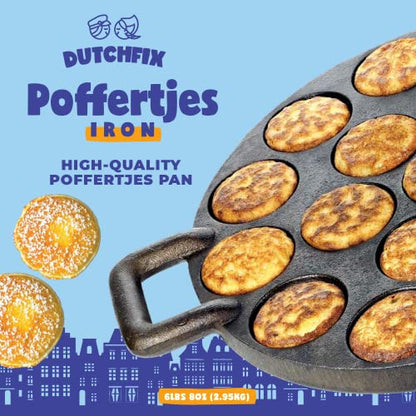  Poffertjes Pan – 15-Hole Cast Iron Poffertjes Pan – Non-Stick Mini Pancake Pan – Mini Biscuit Pan – Cast Iron Mini Muffin Pan