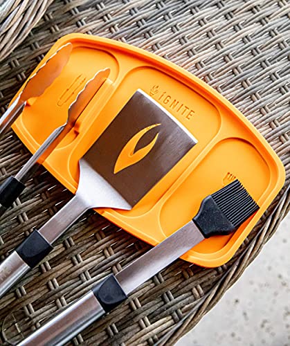  Gnite Silicone Grilling Trivet Is A 100% Nonslip Silicone Tool That Holds Tongs, Spatula & BASTING Brush Preventing Them From Contamination On The Grill's Surface And Also Keeps Your Grill Clean.