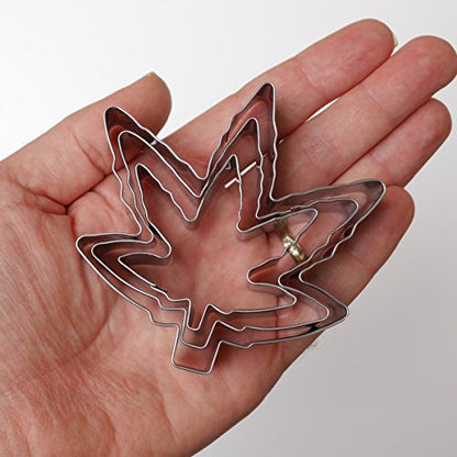  Marijuana Cannabis Shaped (Pot Leaf), Sweet Cookie Crumbs Cookie Cutter Set, 3 Piece, Stainless Steel, Dishwasher Safe