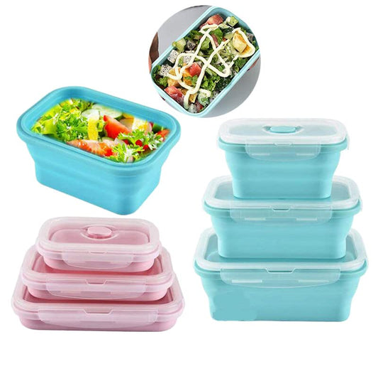  Kitchen Gadgets Salad Box 350ML Silicone Lunch Box Portable Bowl Colorful Folding Food Salad Tool Kitchen Accessories Salad Boxs