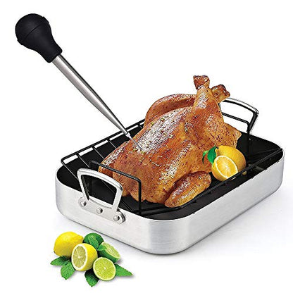  Baster Set Of 4, Latauar 304 Stainless Steel Turkey Baster Syringe Including Marinade Injector Needle(2) And Cleaning Brush.