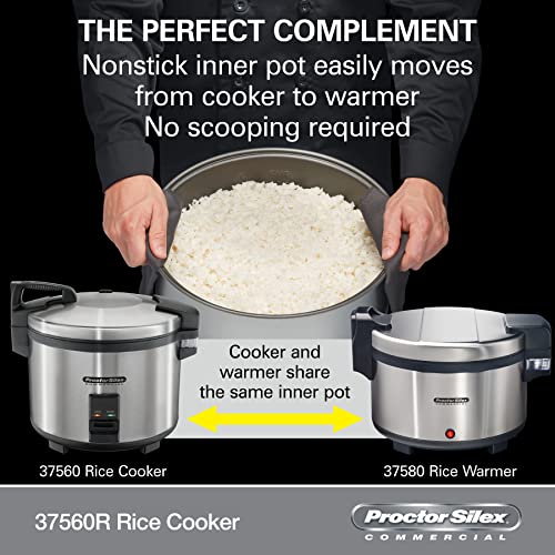  Proctor Silex Commercial 37560R Rice Cooker/Warmer, 60 Cups Cooked Rice, Non-Stick Pot, Hinged Lid, Stainless Steel Housing, 1 Year Warranty