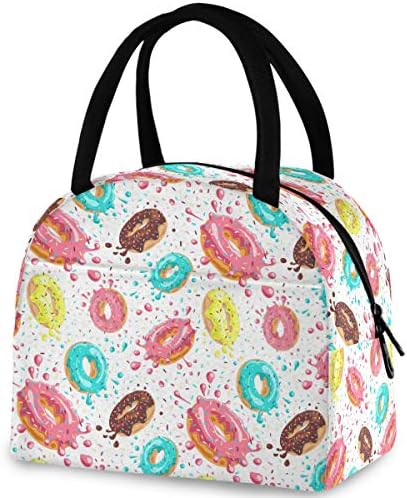  Abstract Giraffes Pattern Reusable Lunch Tote Bag With Front Pocket Zipper Closure Insulated Thermal Cooler Container Bag For Man Women Work Picnic Travel Beach Fishing