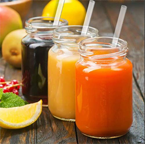  Reusable Glass Straws Assortment, 9 Inches, Eco Friendly With Brush (16 Pack Clear)