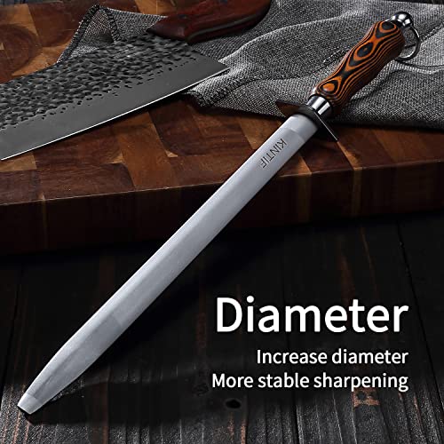  Sharpening Steel 10 Inch Professional Knife Sharpener Honing Rod, Fine Lines, High Hardness, Flat Knife Honing Steel