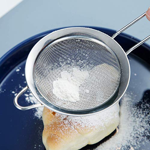  Fine Mesh Strainer 6 Pieces Set, Flour Sifter For Baking, Stainless Steel Clander, Matcha Tea Strainer, Gravy Separator, Stasher Sieve Pasta Strainers