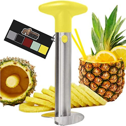  Pineapple Corer, Easy To Use BPA Free Peeler, Rust Resistant Reinforced Stainless Steel Sharp Blades, Fruit Slicer Tool, Detachable Handle, Kitchen Essentials, Core Twist Remover, Black