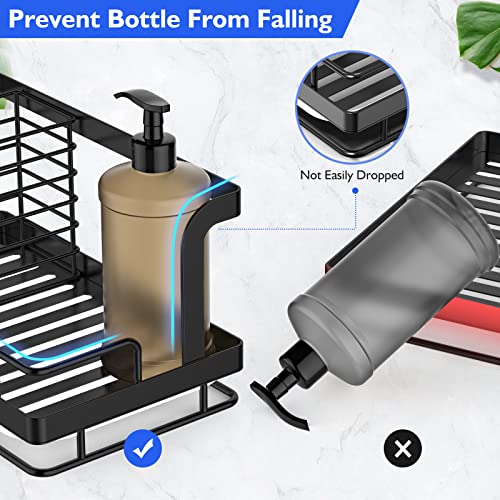  Sink Caddy Sponge Holder, Kitchen Sink Organizer For Dish Rag Soap Brush,Dishcloth Holder With Drain Pan 304 Stainless Steel
