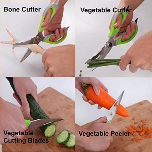  Multi-function Kitchen Shears Heavy Duty Stainless Steel With Ergonomic Handle,Best Multi-function Scissors For Chicken, Poultry, Fish, Meat