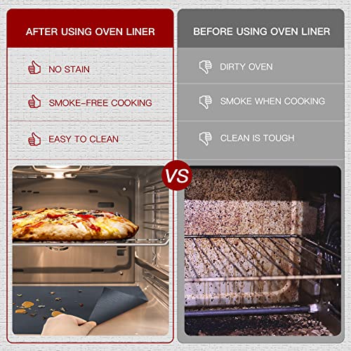  3 Pack Large Oven Liners For Bottom Of Electric Gas Oven, Reusable - Heavy Duty Non-Stick Teflon Oven Mats 15.8"x 23.7", Easy To Clean - Oven Floor Protector Liner -Reduce Food Spills And Stuck
