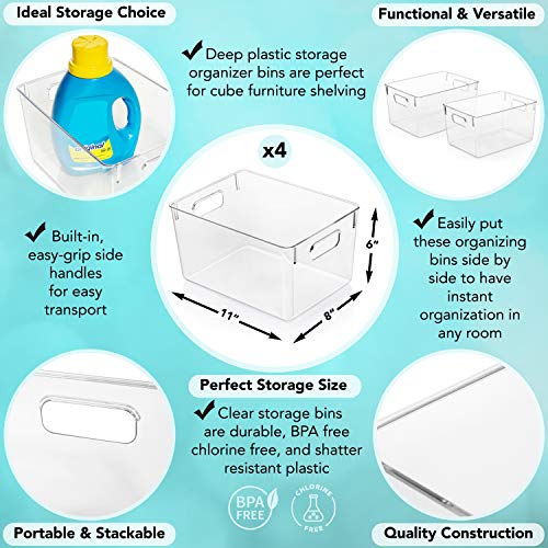  Plastic Storage Bins – Perfect Kitchen Organization Or Pantry Storage – Fridge Organizer, Pantry Organization And Storage Bins, Cabinet Organizers