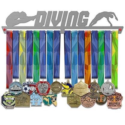  VICTORY HANGERS Diving Medal Hanger Display - Wall Mounted Award Metal Holder - 100% Stainless Steel Rack For Champions