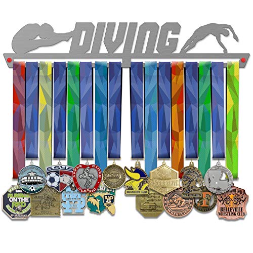  VICTORY HANGERS Diving Medal Hanger Display - Wall Mounted Award Metal Holder - 100% Stainless Steel Rack For Champions
