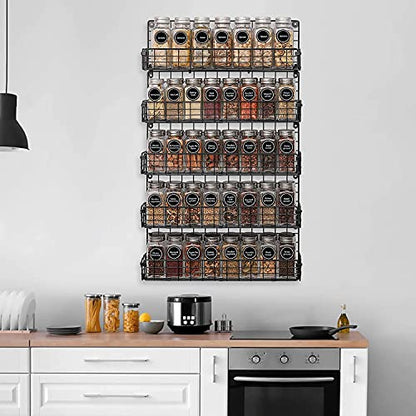  X-cosrack Spice Rack Organizer Wall Mounted 5-Tier Stackable Hanging Spice Jars Storage Racks,Great For Kitchen And Pantry,Up To Storage 48 Jars(Patent No.:D909138S)