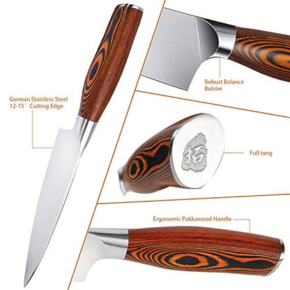  Chef Knife- Kitchen Chef S Knife - High Carbon German Stainless Steel Cutlery - Rust Resistant - Pakkawood Handle - Luxurious Gift Box Included - 6 - Fiery Phoenix Series