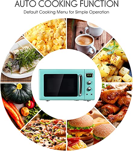  Moccha Large 0.9Cu.ft Countertop Microwave Oven, 900-Watt Retro Microwave W/Child Safety Lock, Defrost & Auto Cooking Function, LED Display, Glass Turntable (Mint Green)