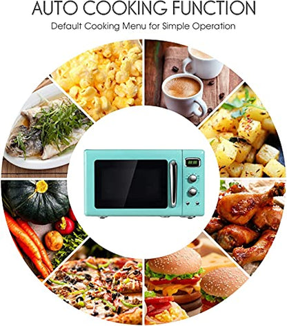  Moccha Large 0.9Cu.ft Countertop Microwave Oven, 900-Watt Retro Microwave W/Child Safety Lock, Defrost & Auto Cooking Function, LED Display, Glass Turntable (Mint Green)