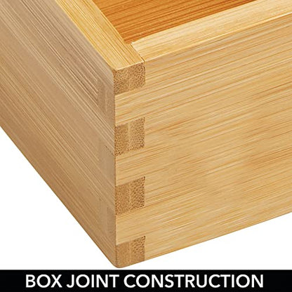  Bamboo Storage Bin Container, Drawer Organizer Crate Boxes For Kitchen Pantry Cabinet, Shelf, Island Or Countertop, Holds Snacks, Spices, Or Drinks, Echo Collection, 2 Pack, Natural/Tan
