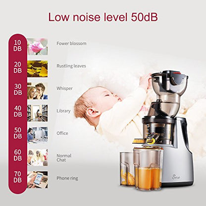  Slow Masticating Juicer, Jese 37RPMs Cold Press Juice Extractor 3.4" Wide Chute Countertop Juicer