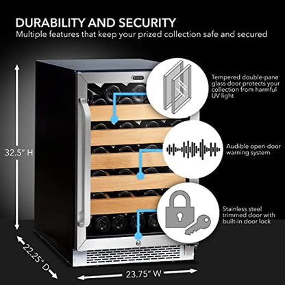  BWR-541STS 24" Built-in 54 Bottle Wine Refrigerator Cooler, Stainless Steel, One Size, Silver