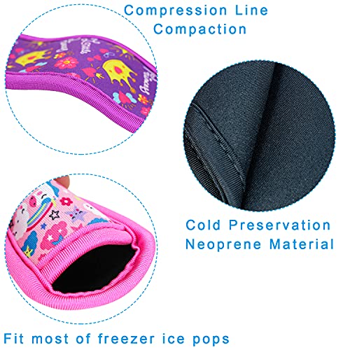  Ice Pop Sleeves, 8 Pieces Ice Pop Neoprene Insulator Sleeves, Freezer Popsicle Holder Sleeves, Colorful Ice Sleeves Holder Bag, Reusable Washable Ice Popsicle Holders For Kids (8 Pack)
