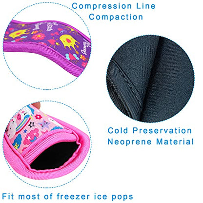  Ice Pop Sleeves, 8 Pieces Ice Pop Neoprene Insulator Sleeves, Freezer Popsicle Holder Sleeves, Colorful Ice Sleeves Holder Bag, Reusable Washable Ice Popsicle Holders For Kids (8 Pack)