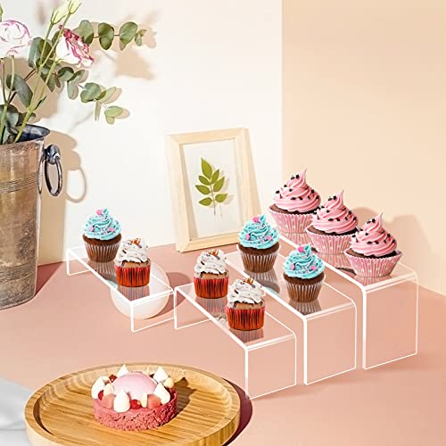  8 Pcs Acrylic Risers For Display, 9” Clear Acrylic Riser Stands, Acrylic Display Risers For Show Funko Pop Figures, Cupcake, Jewelry, Candle, Toys, Perfume And More