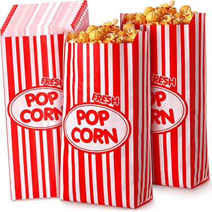  300 Pcs Popcorn Bags Popcorn Boxes Paper Red And White Movie Popcorn Bags For Carnival Movie Theme Party Supplies(3.54 X 2.36 X 8.27 Inches)