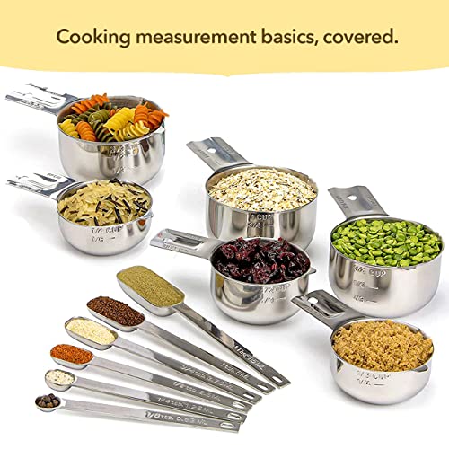  Measuring Cups And Spoons Set Of 12 Stainless Steel For Cooking & Baking