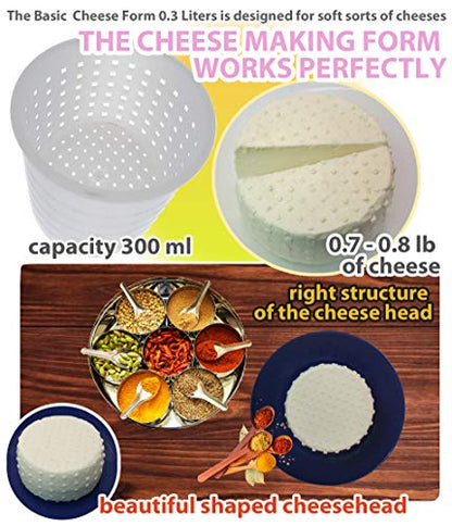  3 Pcs Basic Cheese Mold Soft Sorts Of Cheese 10 Oz (300 Mililiters)