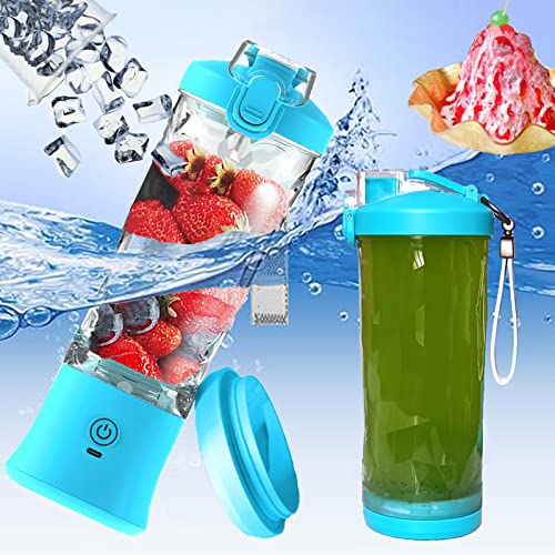  Blend 2 Portable Blender For Shakes And Smoothies,20oz Travel Juice Blender Cup, Baby Food Crush Ice Frozen Mixing With 6 Blades 4000mAh Rechargeable Battery,for Home, Travel, Office (Light Blue)