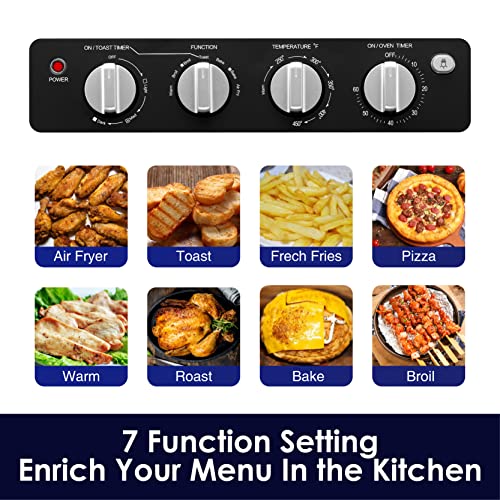  AUMATE Kitchencore Air Fryer Toaster Oven Combo, 19 QT 7 In 1 Large Capacity Convection Oven Countertop, Oilless Air Fryers Oven, Includes Baking Pan, Oven Rack, Fry Basket, Crumb Tray, 1550W, Black