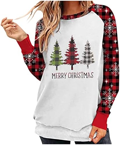  Womens 2022 Fall Fashion Tops Cute Crew Neck Sweatshirts Long Sleeve Christmas Print Plus Size Pullover Top Fall Clothes