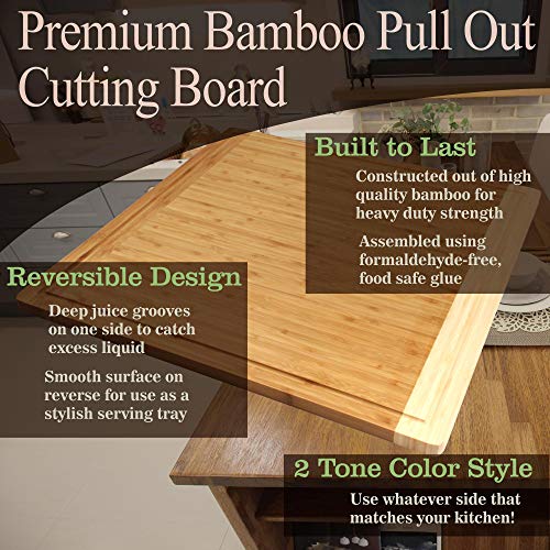  Universal Premium Pull Out Cutting Boards - Under Counter Replacement - Designed To Fit Standard Slots - Heavy Duty Kitchen Board With Juice Groove - 22" X 22" X 0.75" - 1 Piece