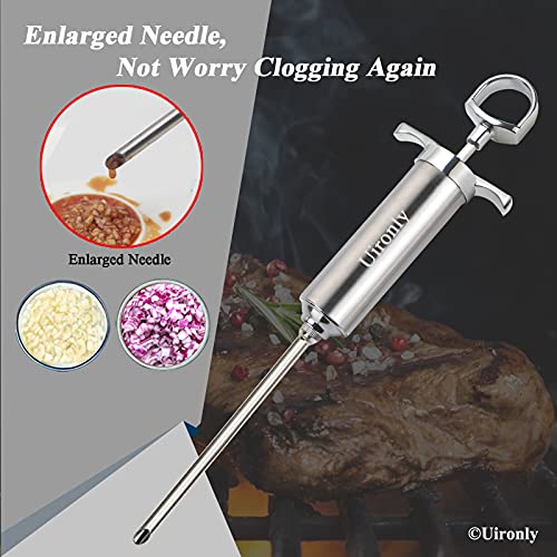  Uironly Meat Injector,Turkey Seasoning Injection Kit With 3 Professional Marinade Injector Needles For Grill Smoker BBQ Brisket; Include User Manual, E-Book - Storage Case