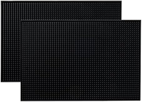  18"x12" PVC Bar Service Mat For Cocktail Bartender (Black 2-Pack)