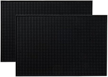  18"x12" PVC Bar Service Mat For Cocktail Bartender (Black 2-Pack)