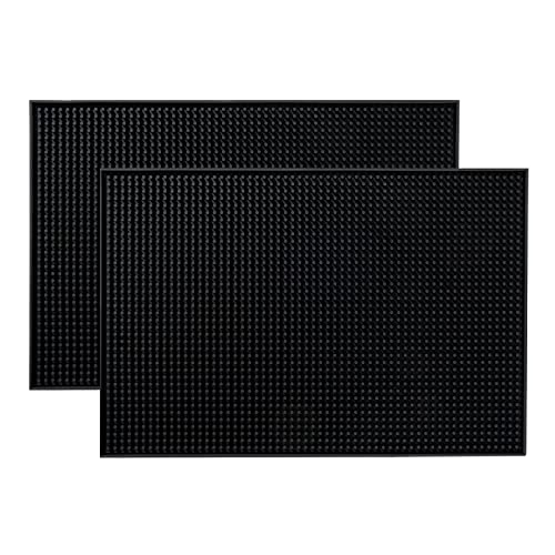  18"x12" PVC Bar Service Mat For Cocktail Bartender (Black 2-Pack)