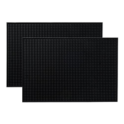 18"x12" PVC Bar Service Mat For Cocktail Bartender (Black 2-Pack)