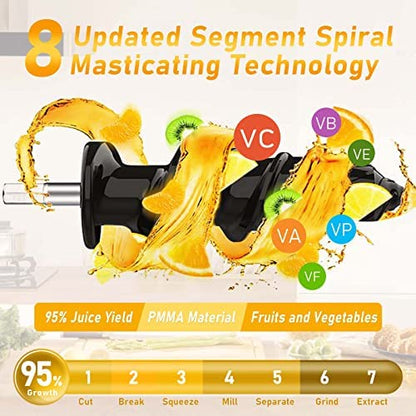  Cold Press Juicer, FEZEN Juicer Machines For Vegetable And Fruit, Easy To Clean Juicer With 2 Speed Modes & Cleaning Brush, Quiet Motor, Celery Extractor With High Juice Yield And Pure Taste, BPA Free